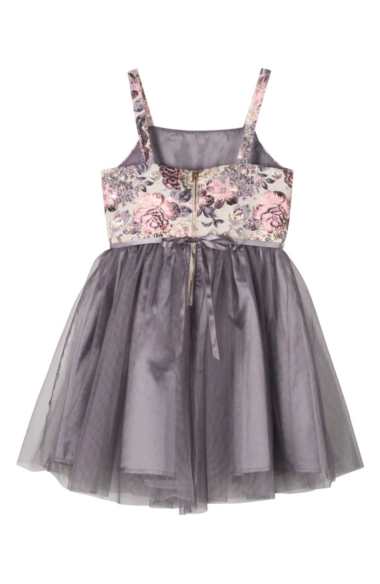 Zunie Kids' Floral Brocade & Tulle Party Dress, Alternate, color, 
