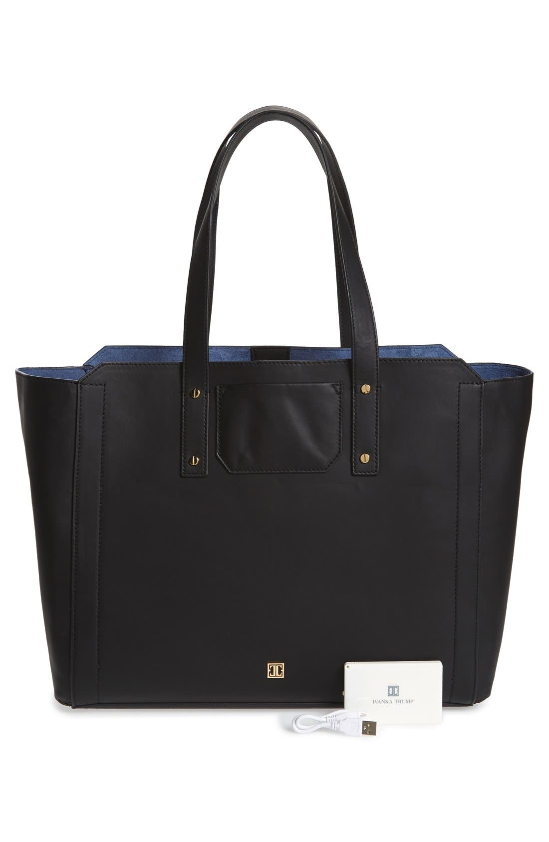 'Soho Solutions' Leather Tote, Alternate, color, BLACK