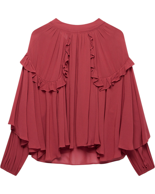 Mint Velvet Ruffle Layered Blouse In Pink