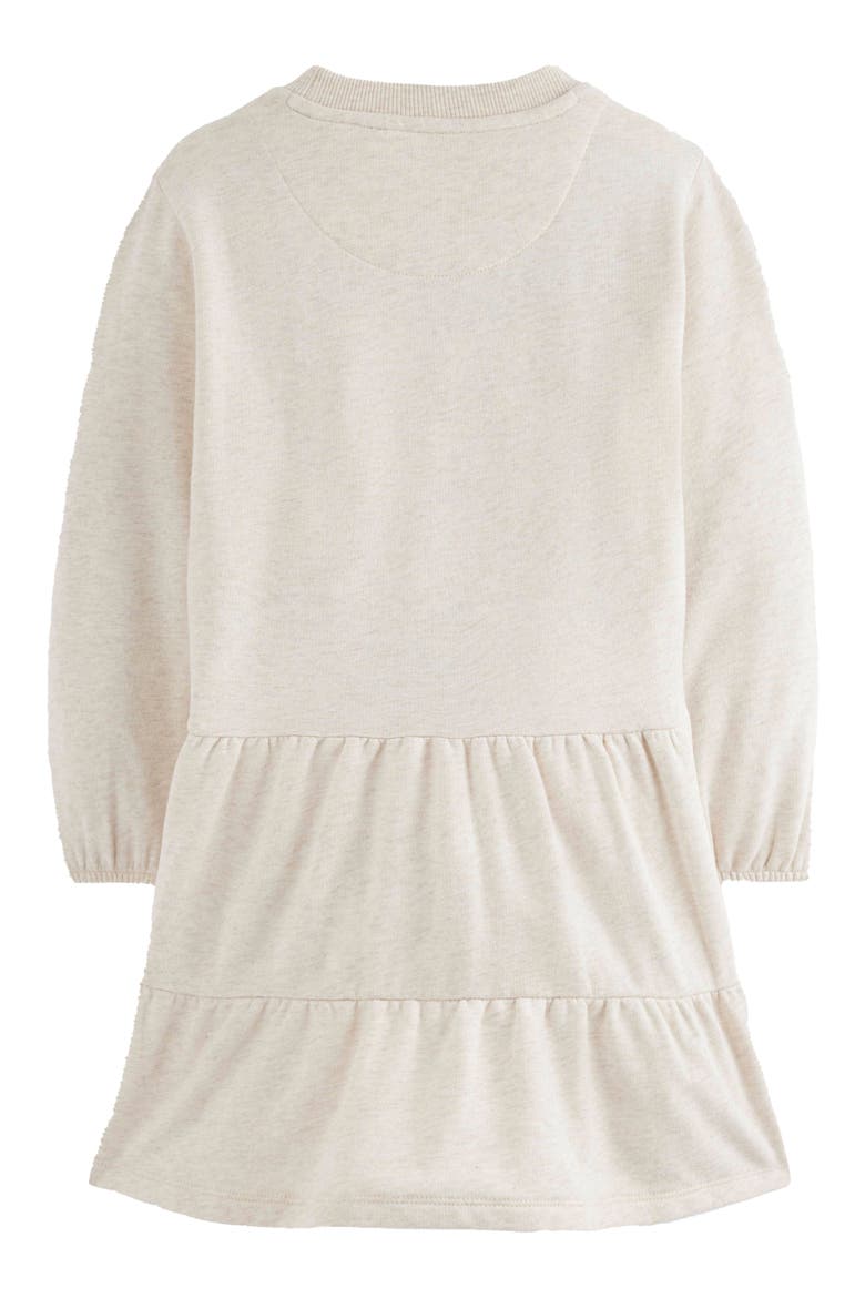 Kids' Bird Embroidered Long Sleeve Cotton Sweatshirt Dress, Alternate, color, OATMEAL MARL APPLIQUE