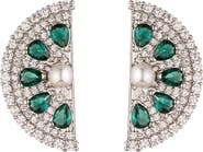 EYE CANDY LOS ANGELES Lime Slice Imitation Pearl & Cubic Zirconia Stud Earrings