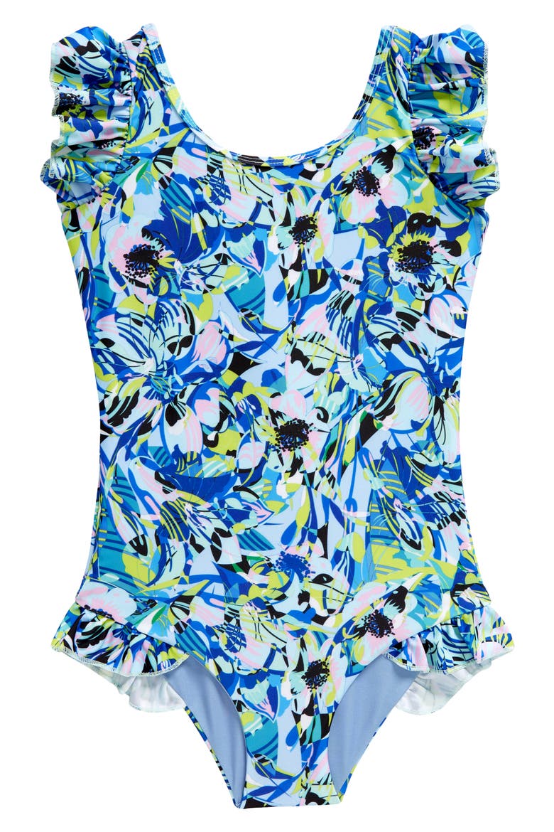 Kids' Amelia Ruffle One-Piece Swimsuit, Main, color, BLUE