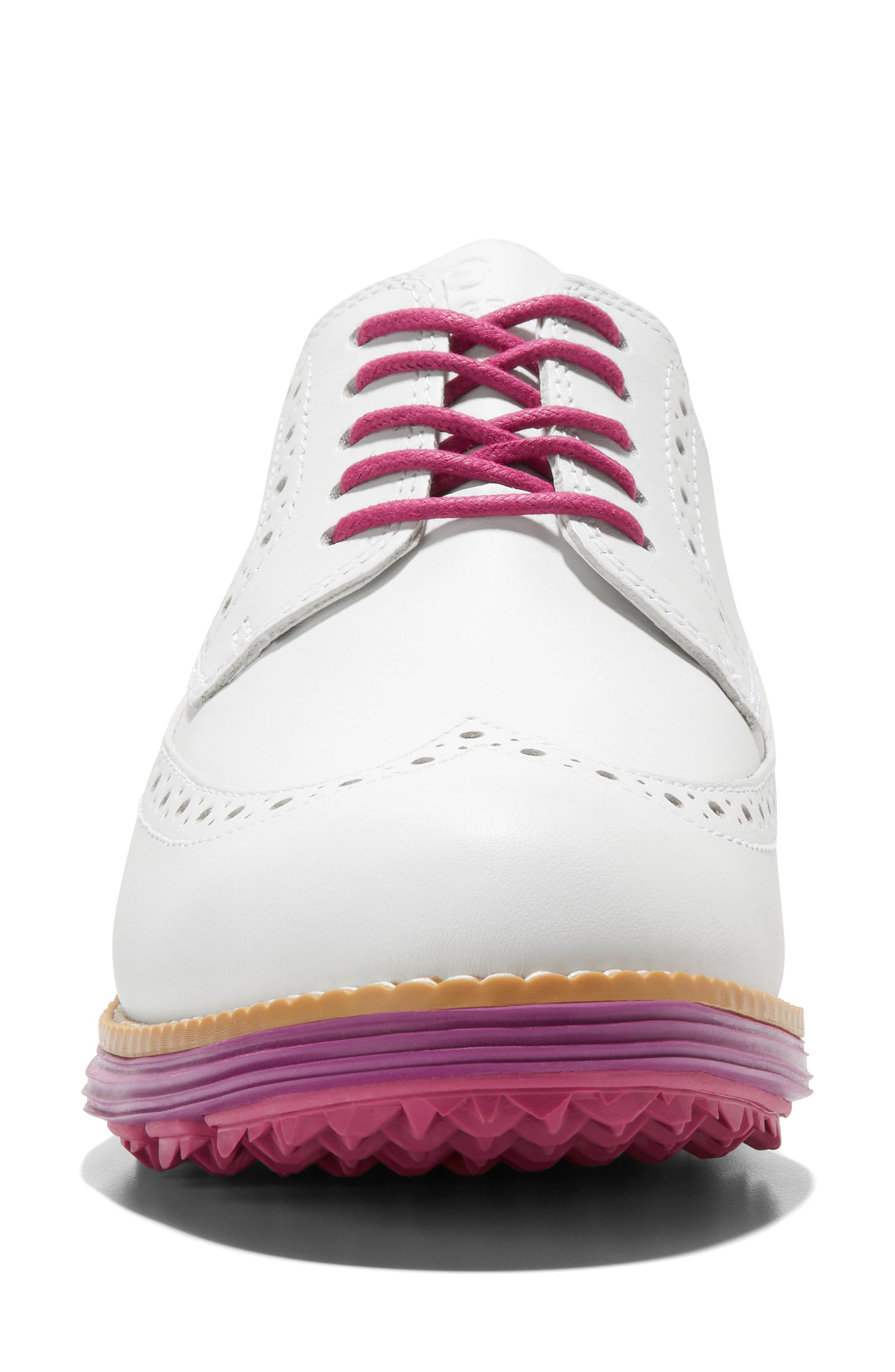 OriginalGrand Waterproof Wingtip Golf Derby, Alternate, color, WHITE/ FUSC