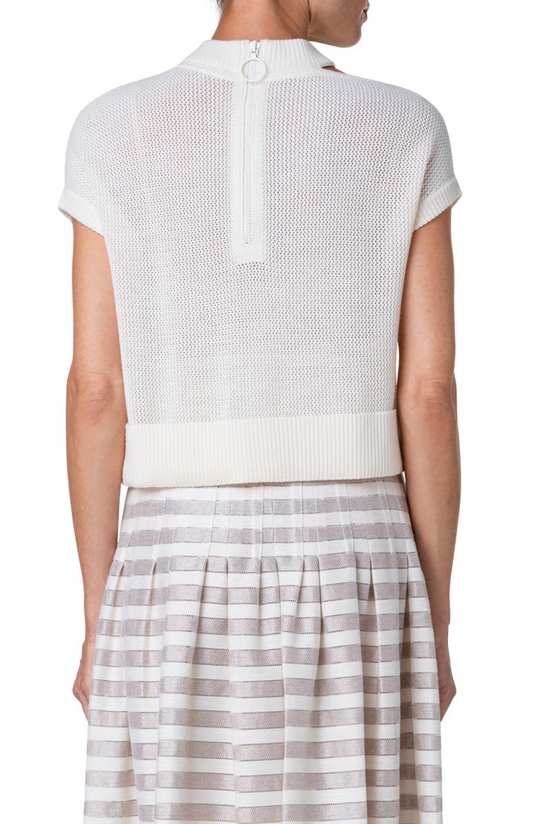 Akris punto Cutout Cap Sleeve Wool Sweater, Alternate, color, 