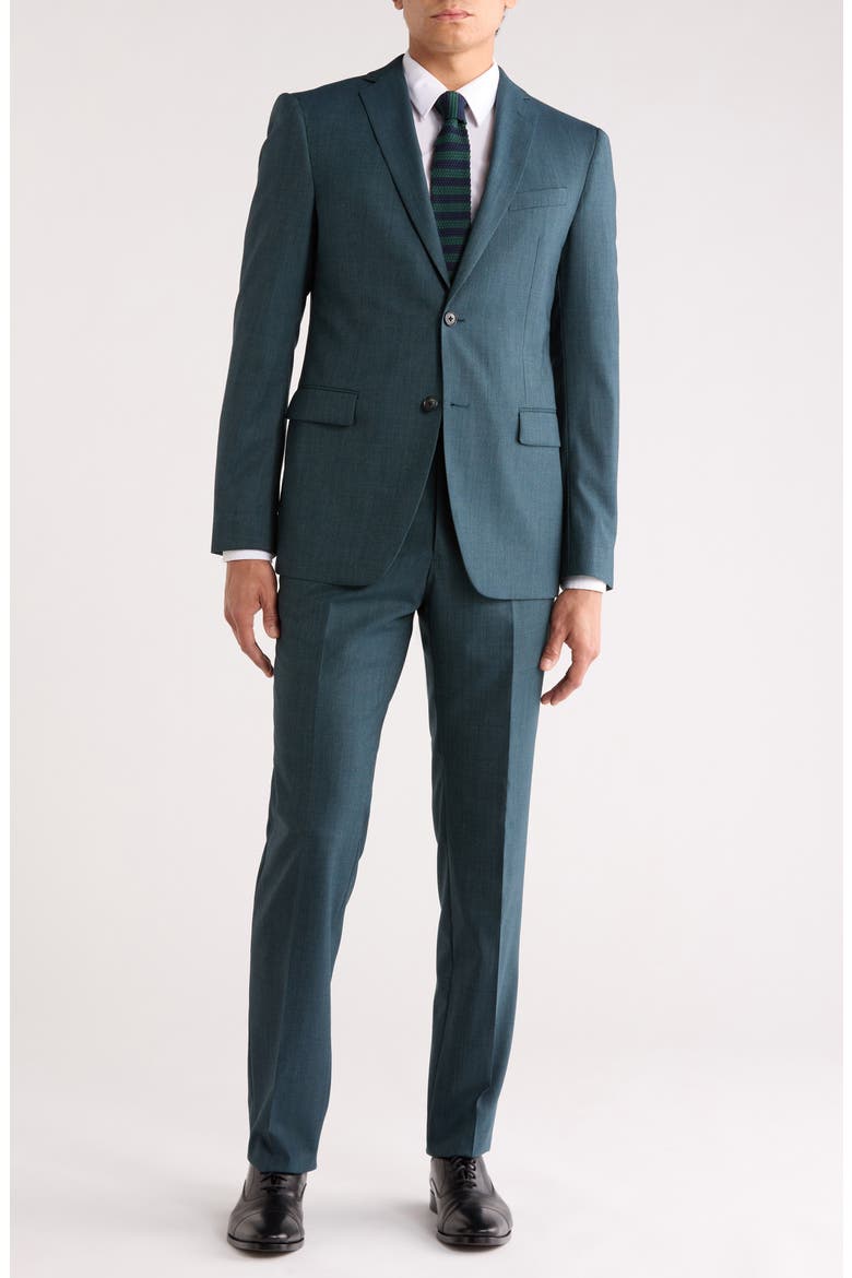 Solid Stretch Wool Suit, Main, color, GREEN