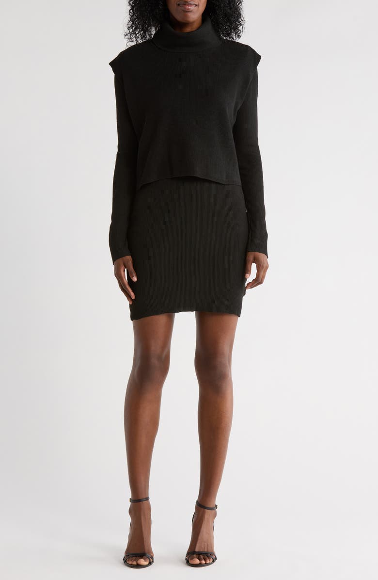 BY DESIGN Abby Long Sleeve Knit Dress, Main, color, Black