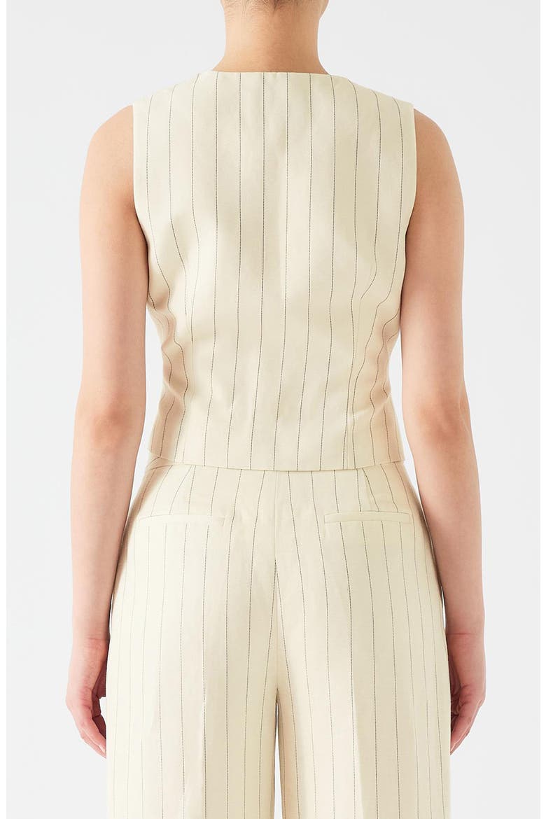 Ami Pinstripe Linen Blend Waistcoat, Alternate, color, CREAM