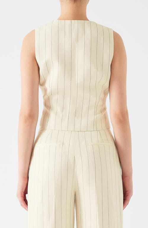 Lk Bennett Ami Pinstripe Linen Blend Waistcoat In Cream