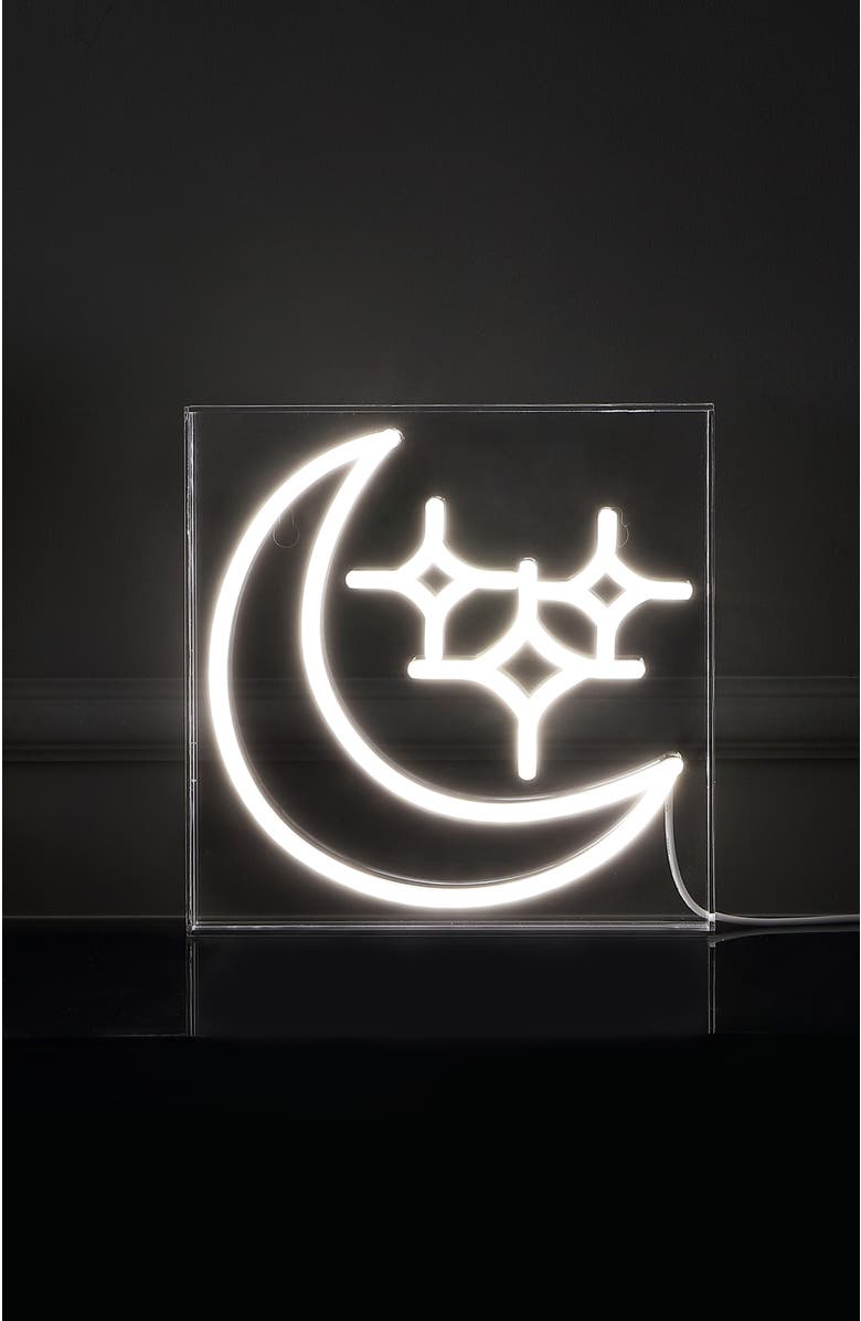 JONATHAN Y Starry Square Contemporary Glam Acrylic Box USB Operated LED Neon Light, Alternate, color, White