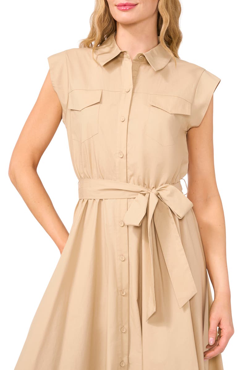 CeCe Short Sleeve Cotton Midi Shirtdress, Alternate, color, Hazelnut
