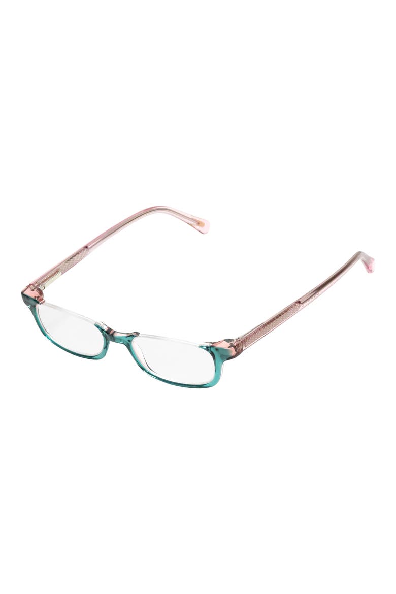 What Inheritance 47mm Rectangular Reading Glasses, Alternate, color, GREEN/ BLUSH/ CLEAR