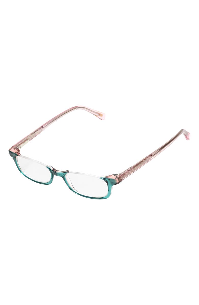 eyebobs What Inheritance 47mm Rectangular Reading Glasses, Alternate, color, Green/ Blush/ Clear