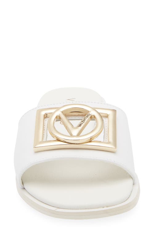 Valentino By Mario Valentino Amira Slide Sandal In White Gold