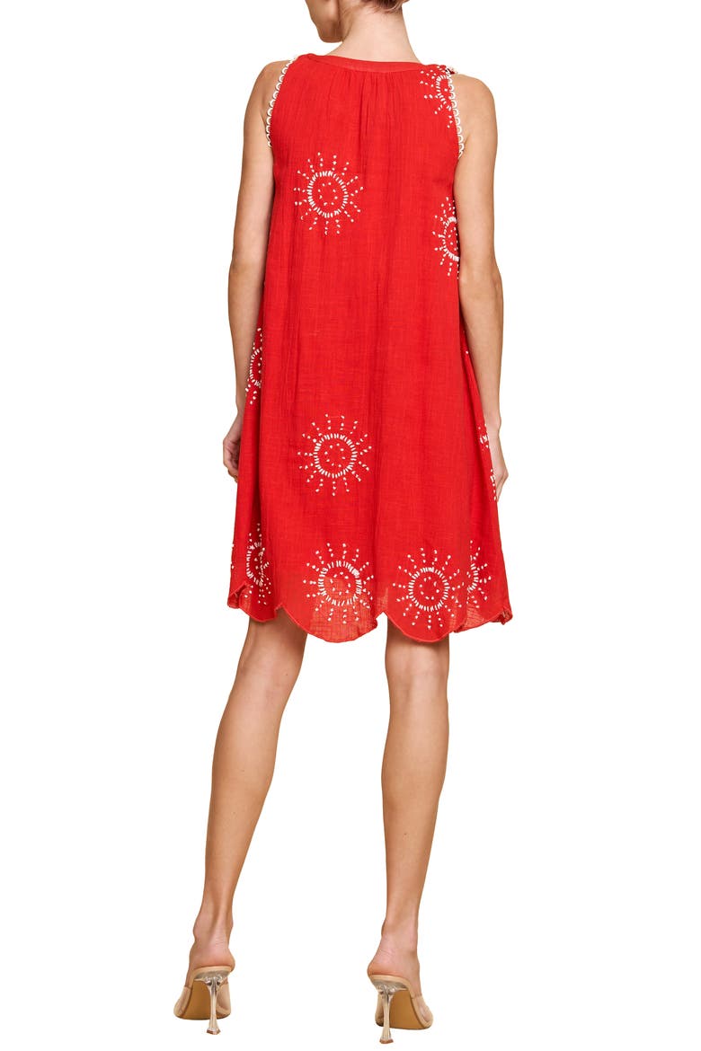 Kailani Embroidered Sleeveless A-Line Dress, Alternate, color, RED