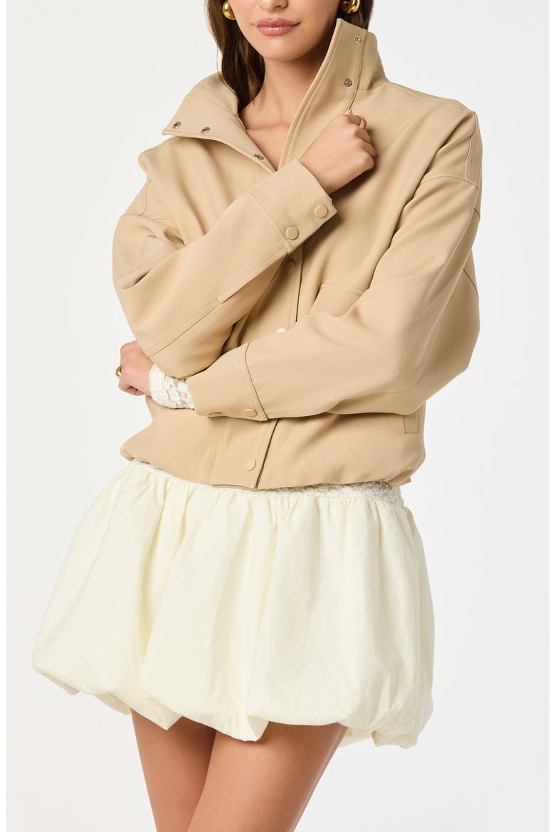 Funnel Neck Bomber Jacket, Alternate, color, TAN