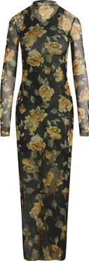 Favorite Daughter The Sheer Fantasy Floral Long Sleeve Mesh Maxi Dress