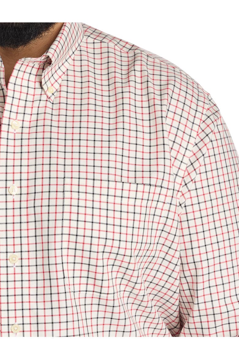 Big & Tall Non-Iron Plaid Sport Shirt, Alternate, color, IVORY RED BLACK