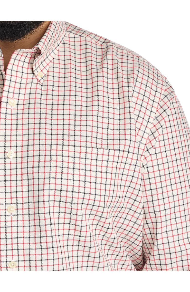 Brooks Brothers Big & Tall Non-Iron Plaid Sport Shirt, Alternate, color, Ivory Red Black