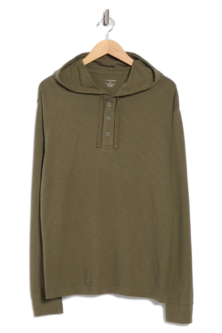 Slub Cotton Hoodie, Alternate, color, OLIVE SARMA