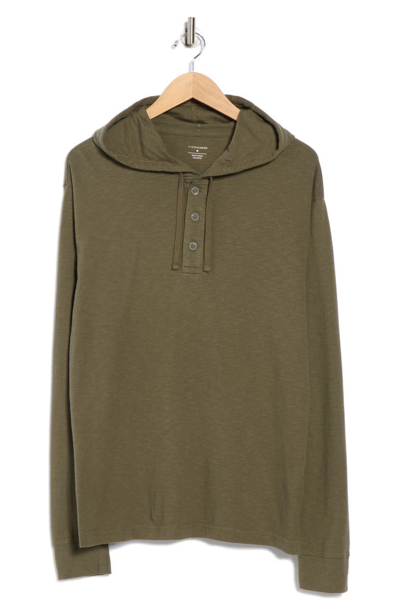 14th & Union Slub Cotton Hoodie, Alternate, color, Olive Sarma