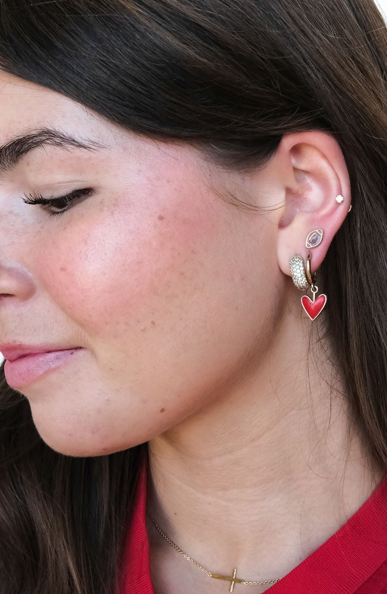 Nickel & Suede Football Stud Earrings, Alternate, color, Brown / Gold