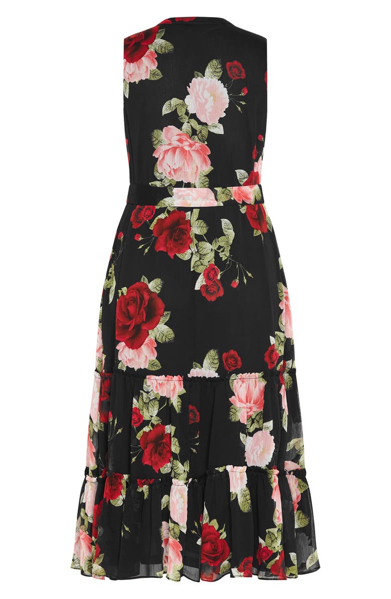 City Chic Roma Print Tie Waist Maxi Dress, Alternate, color,