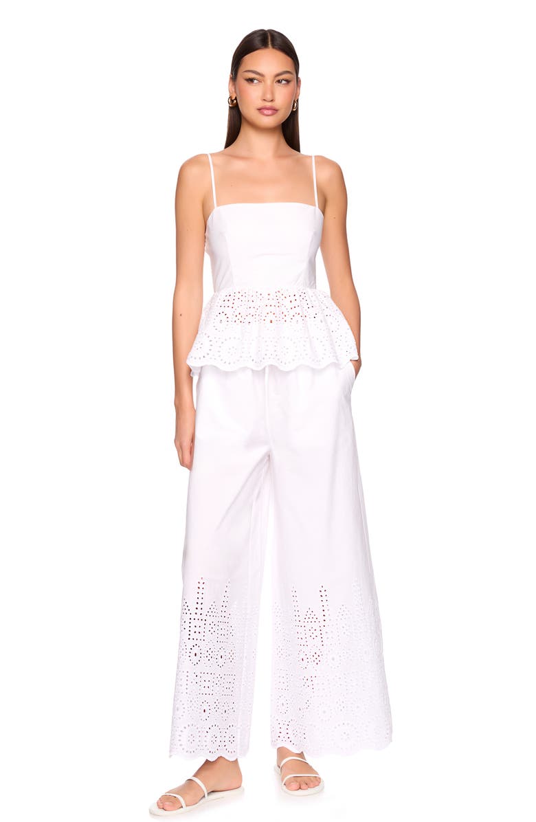 Susana Monaco Embroidered Cotton Eyelet Wide Leg Pants, Alternate, color, Sugar