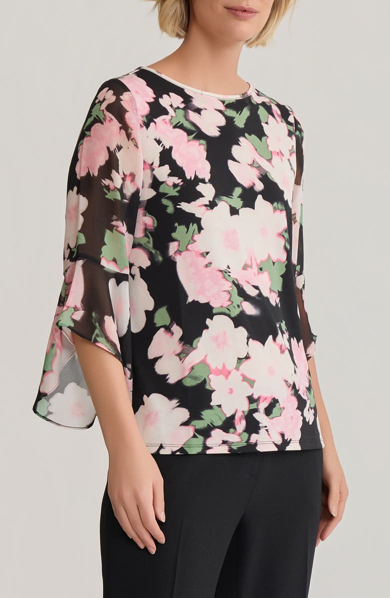 KASPER Floral Flutter Sleeve Top, Alternate, color, 