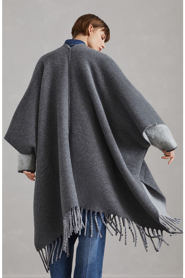 Double knit poncho, Alternate, color, Grey