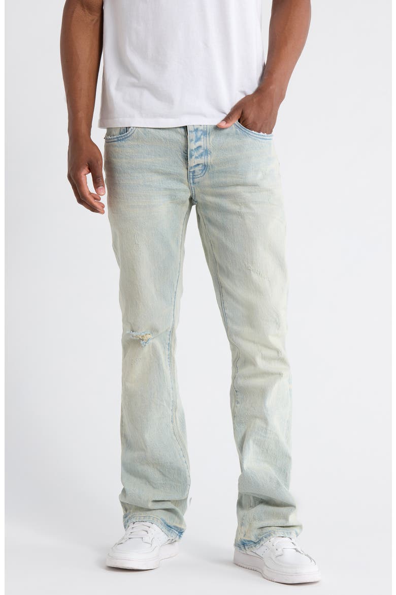 Ripped Knee Blowout Flare Jeans, Main, color, LIGHT INDIGO