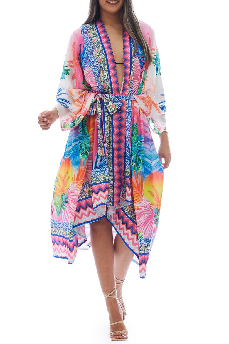 Flamingo Cover-Up Ruana, Alternate, color, PURPLE