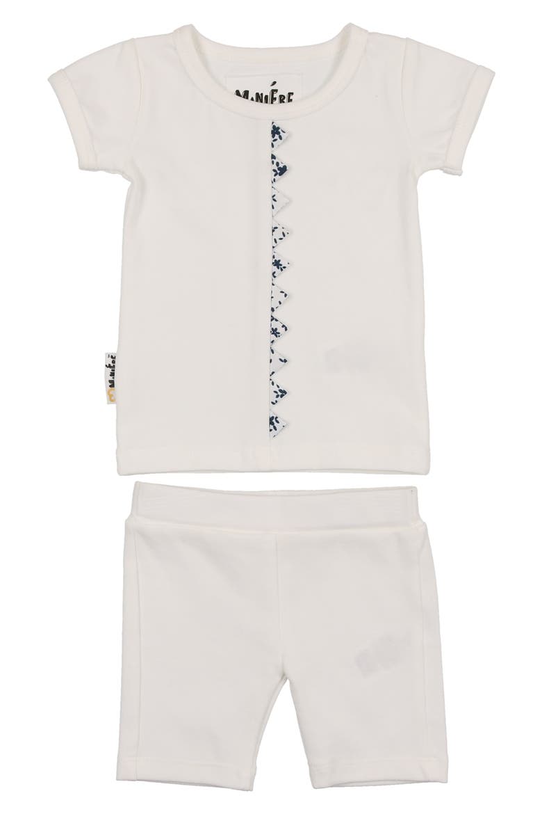 Floral Triangle Trim Top & Shorts Set, Main, color, WHITE/DEEP BLUE