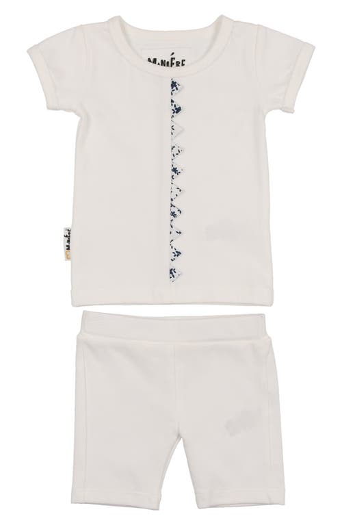 Maniere Manière Floral Triangle Trim Top & Shorts Set In White