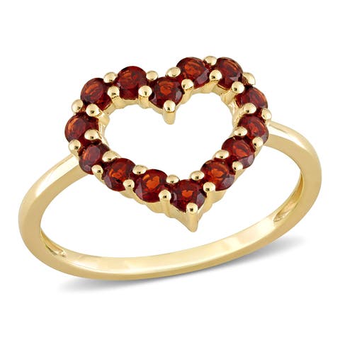 Garnet Heart Ring 10k