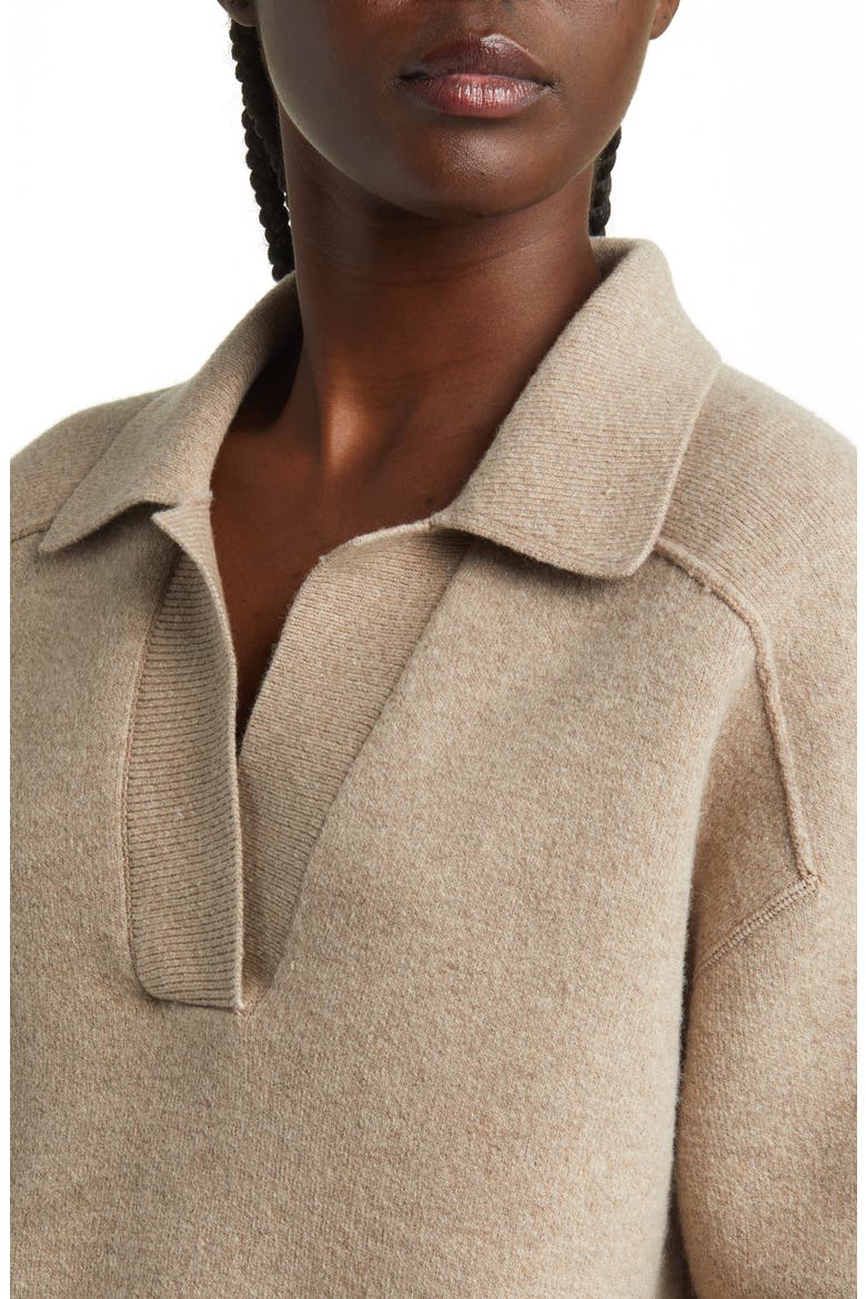 Bridget Wool Blend Polo Sweater, Alternate, color, OATMEAL