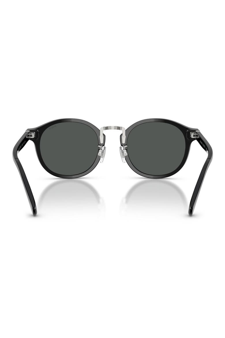 50mm Round Sunglasses, Alternate, color, SHINY BLACK / DARK GREY