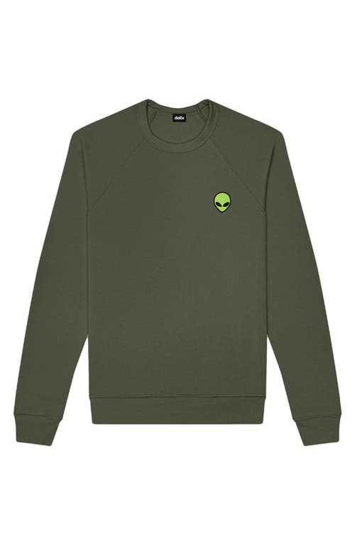 Dalix Alien Fleece Sweatshirt In Military Green