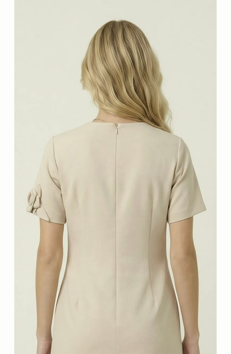 Modenaire Floral Appliqué Mini Shift Dress, Alternate, color, Pale Beige