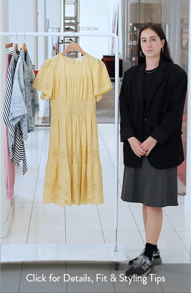 Embroidered Eyelet Cotton & Linen Dress, sales video thumbnail
