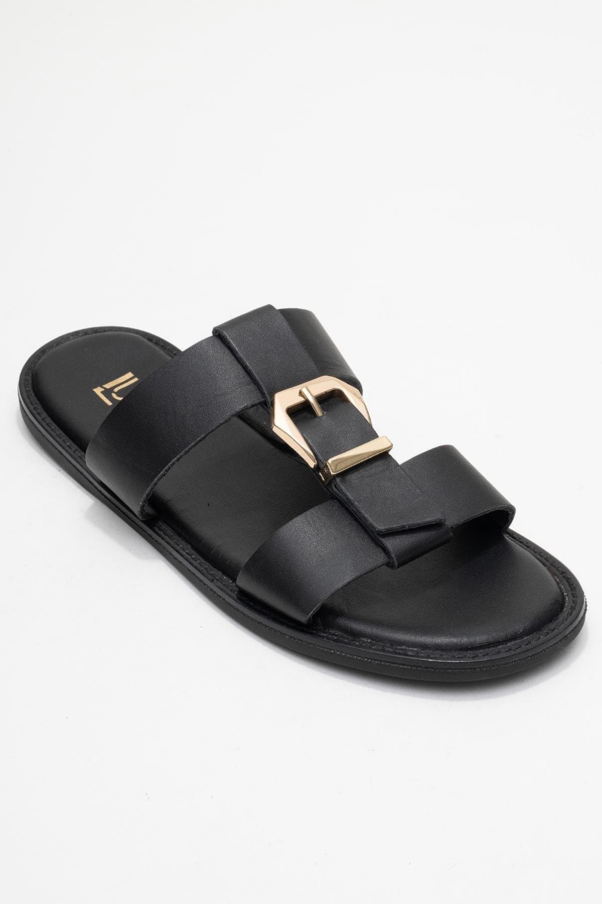 Forever & Always Shoes Sveta Leather Buckled Sandal, Main, color, Black Leather