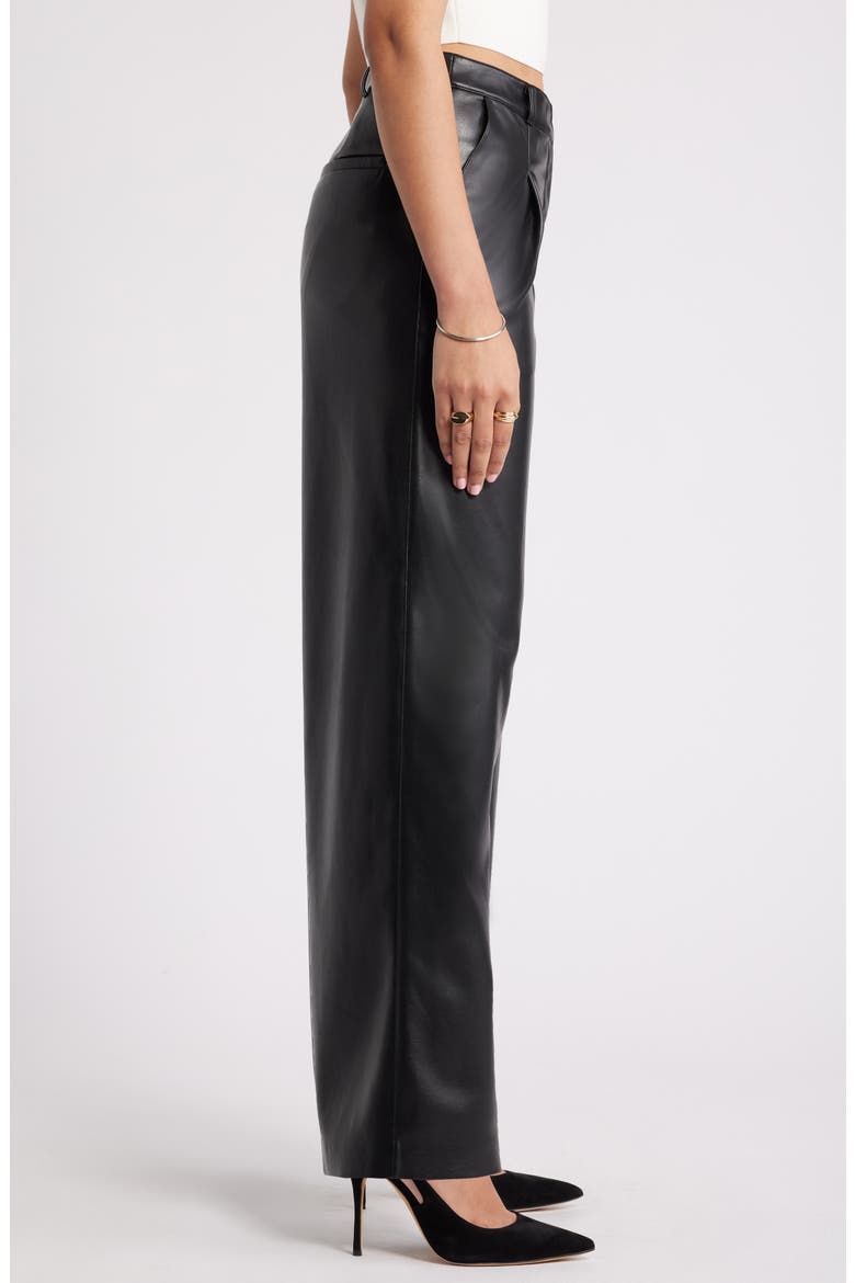Faux Leather Wide Leg Pants, Alternate, color, BLACK