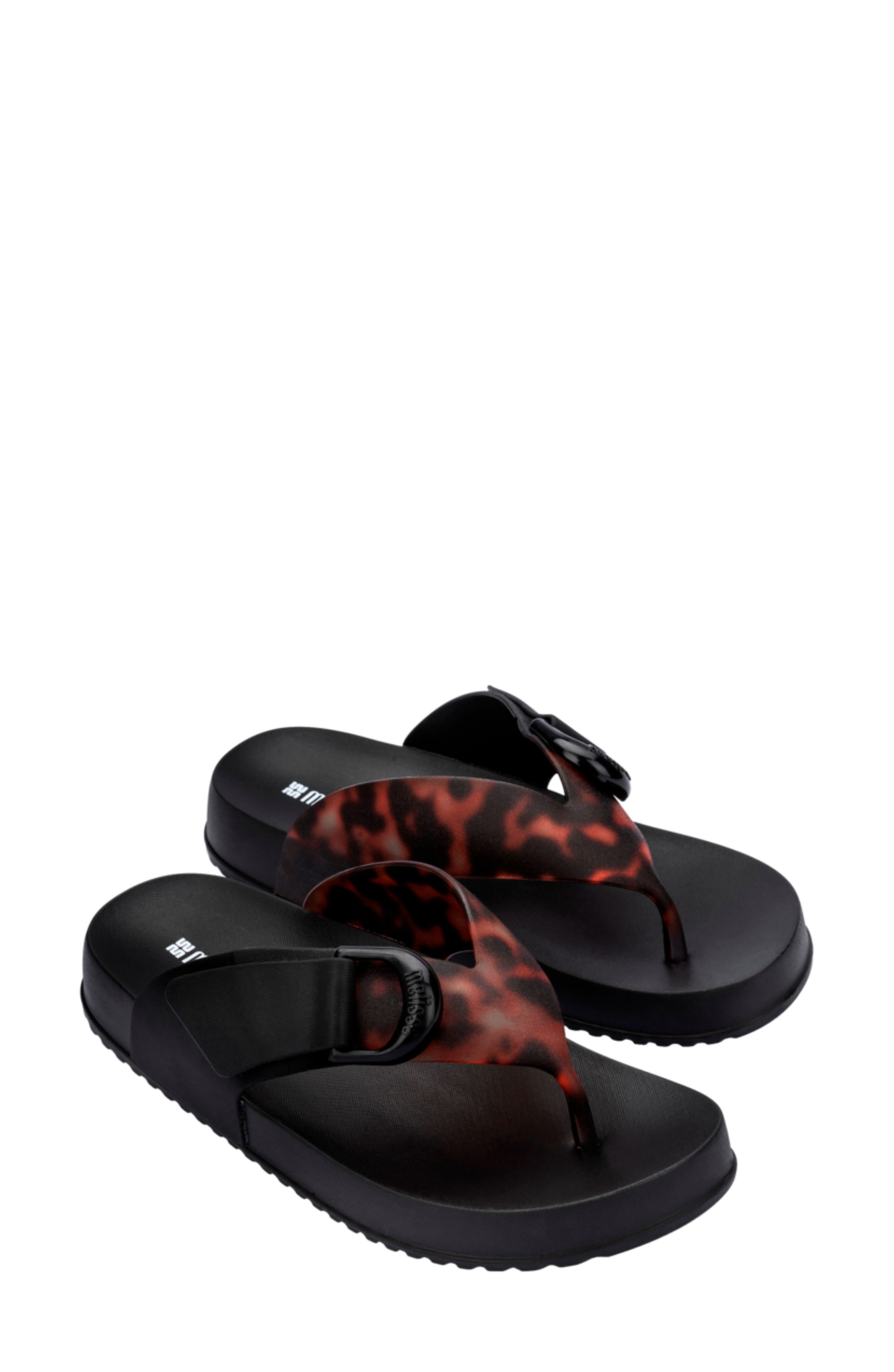 Melissa Cozy Water Resistant Platform Flip Flop, Main, color, Black/ Clear