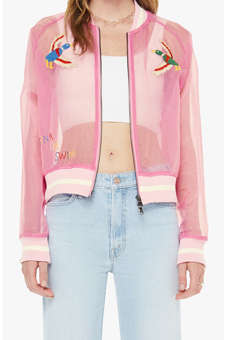MOTHER The Mozzy Embroidered Sheer Bomber Jacket (Women) | Nordstrom