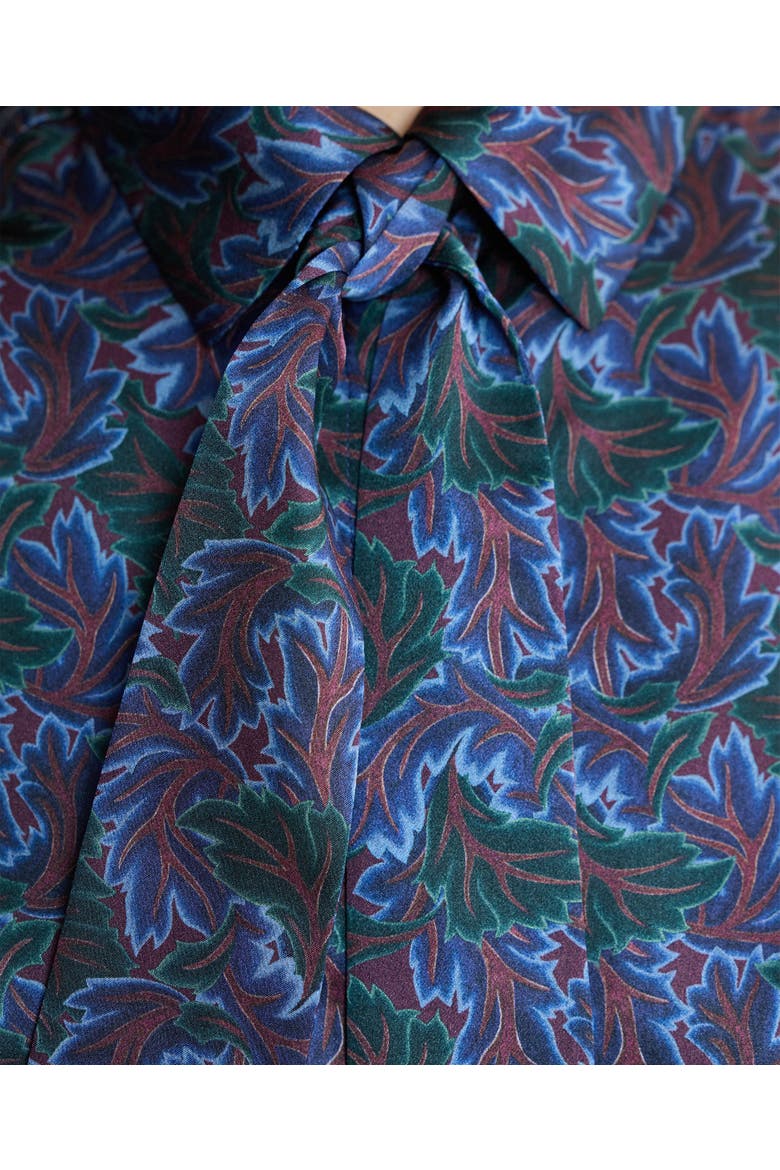 Birch Tie Neck Blouse, Alternate, color, Blue/Burgundy/Green