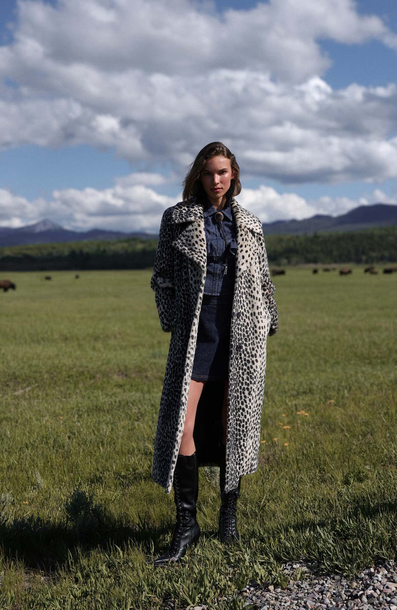 Avec Les Filles Faux Fur Belted Coat, Alternate, color, Black Cheetah