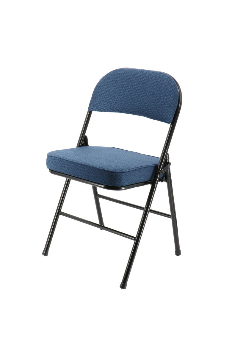 Elama 4 Piece Metal Folding Chair with 2.2 Inch Padded Seats, Alternate, color, Dark Blue