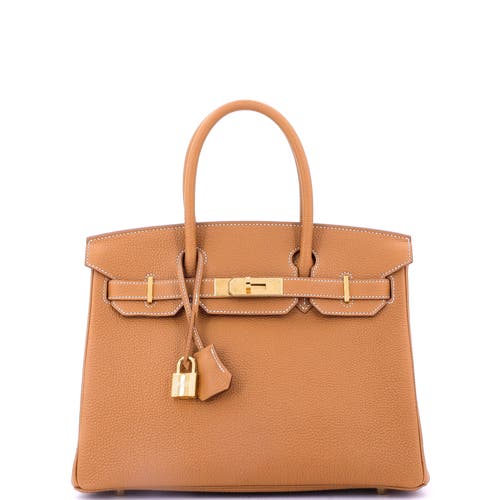 Pre-owned Hermes Hermes Birkin Handbag Brown Clemence With Gold Hardware 30 In Brown