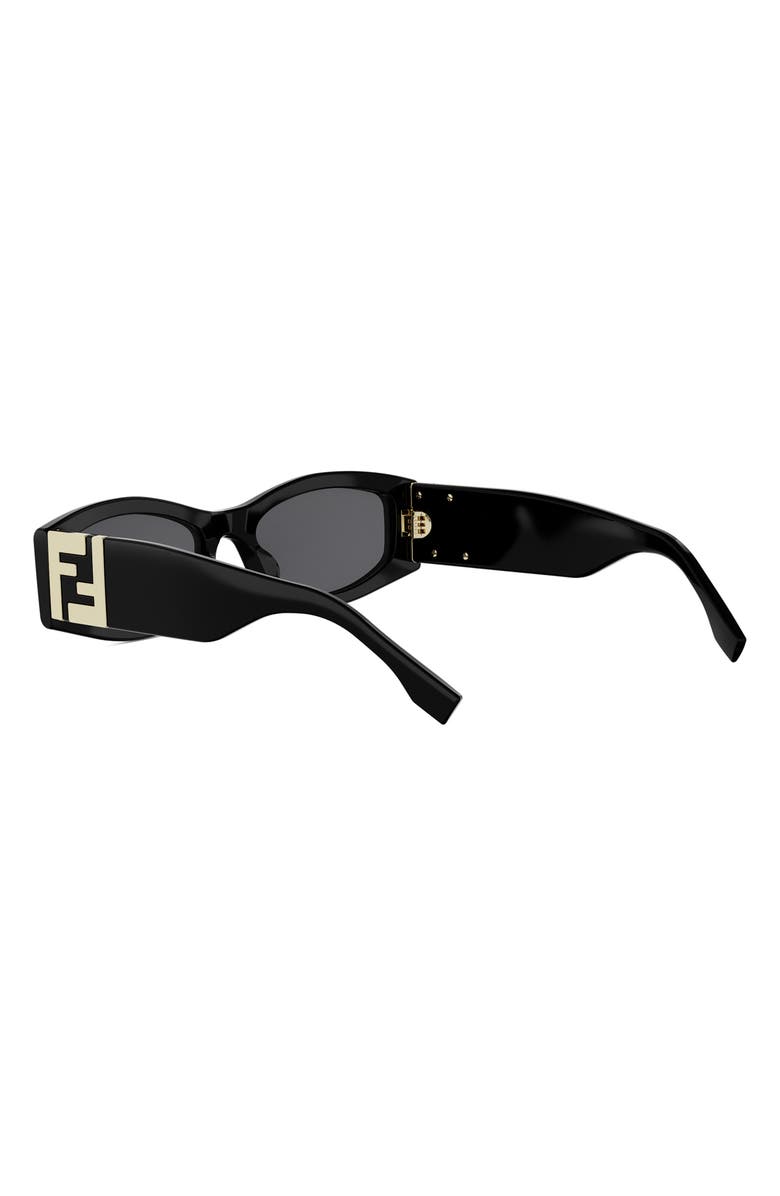 Fendi Forever Fendi 54mm Rectangular Sunglasses, Alternate, color, Shiny Black / Smoke
