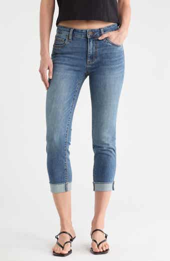 KUT from the Kloth Abigal Fray Hem Cuffed Crop Straight Leg Jeans