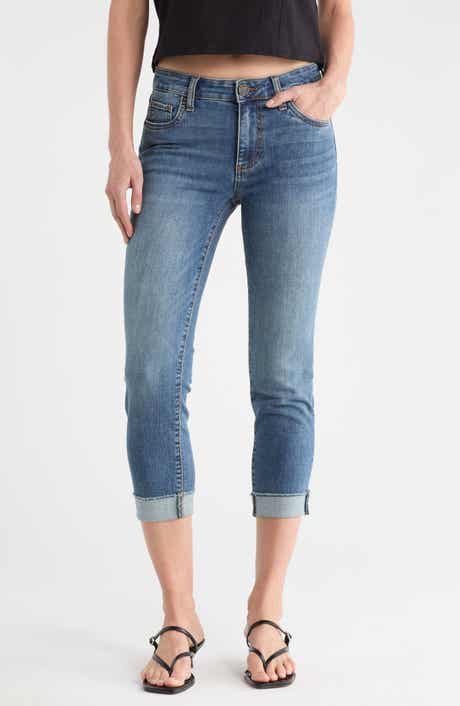 KUT from the Kloth Abigal Fray Hem Cuffed Crop Straight Leg Jeans